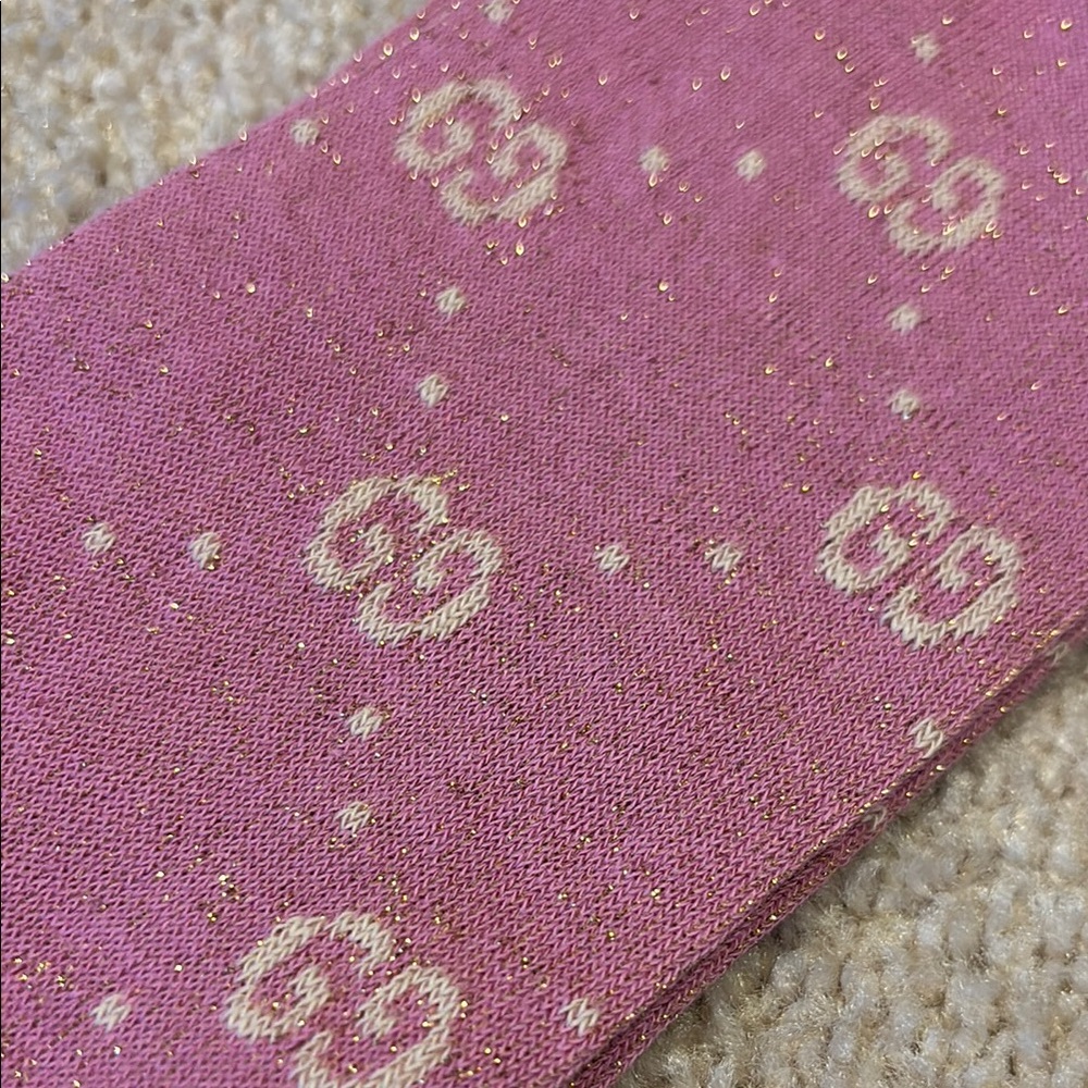 Gucci Pink Patterned Sock unisex fit women’s 8- 9 1/2 - Picture 5 of 5